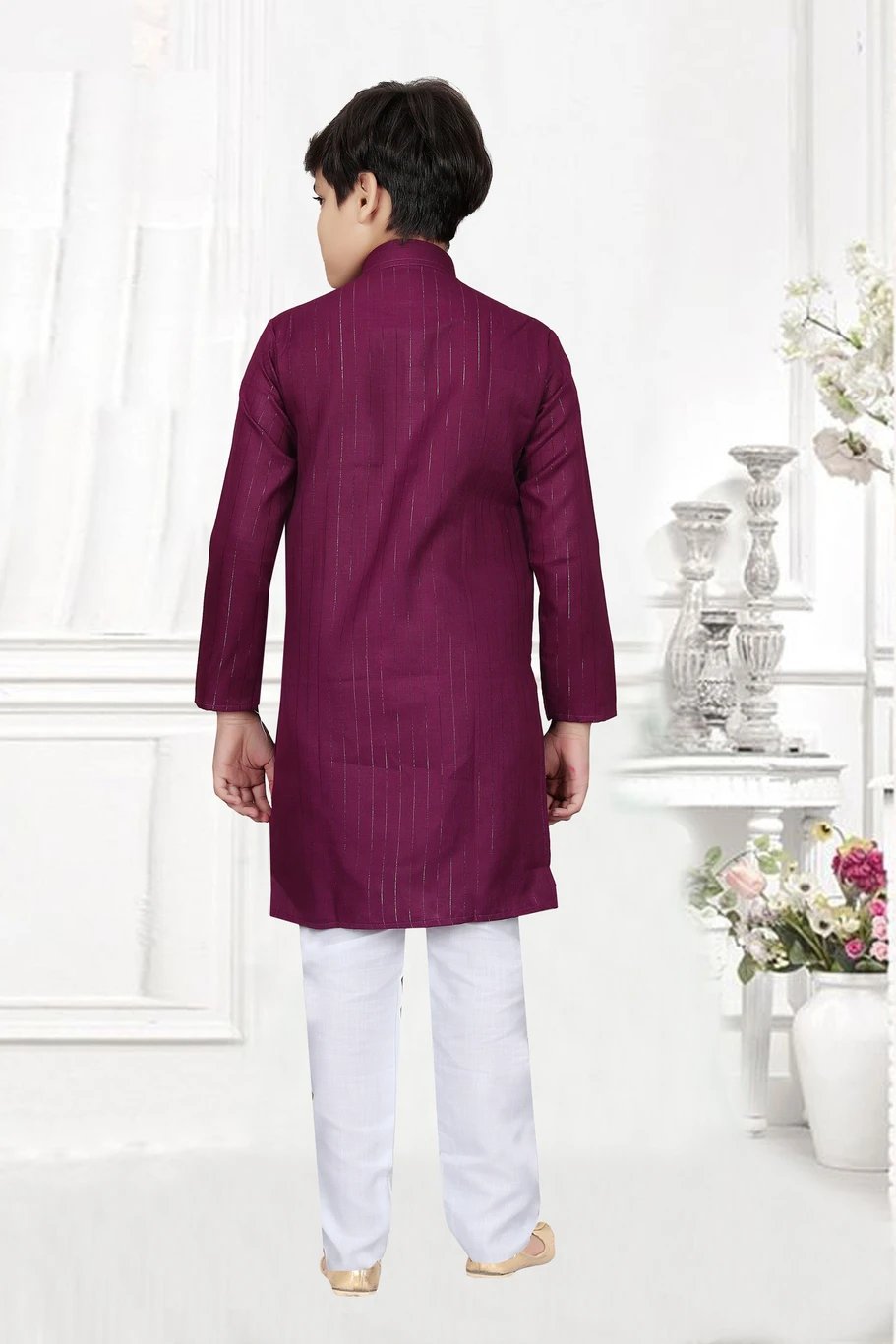 ₹337 Vuriq Boys Purple Casual Kurta and Pyjama Set for Festive Wear