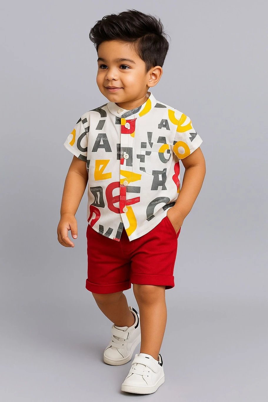 ₹363 StyleDust Baby ABCD Red Casual Shirt and Shorts Set Outfit for Kids
