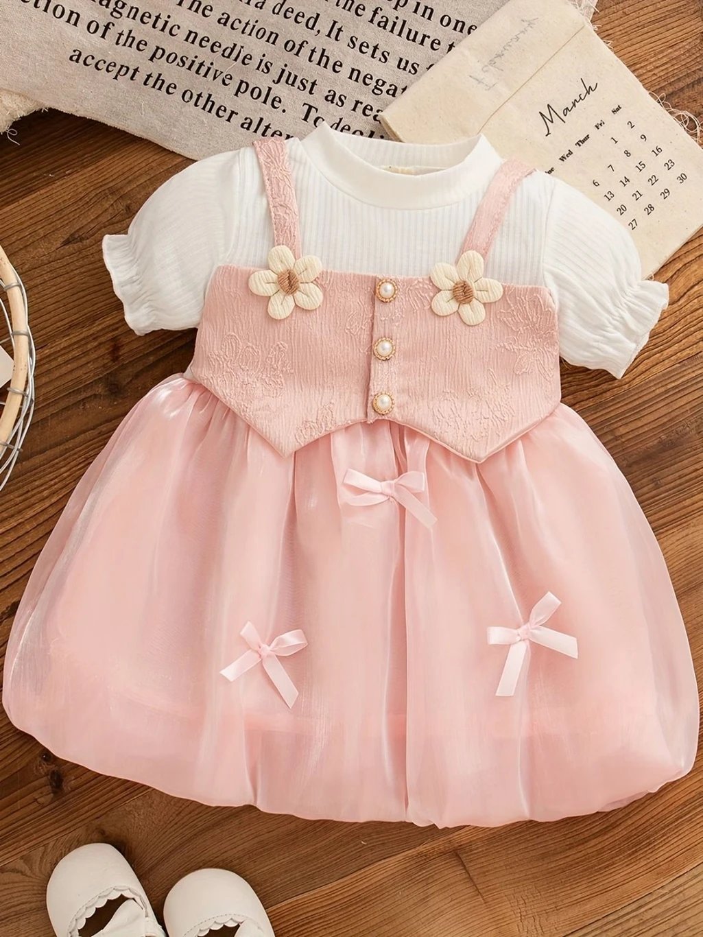 ₹268 RIMJHIM CREATION Baby Girls White Pink Party Dress for Celebrations