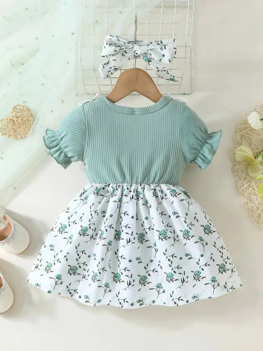 ₹201 Shopivatestore Baby Girls Green Midi Knee Length Casual Dress