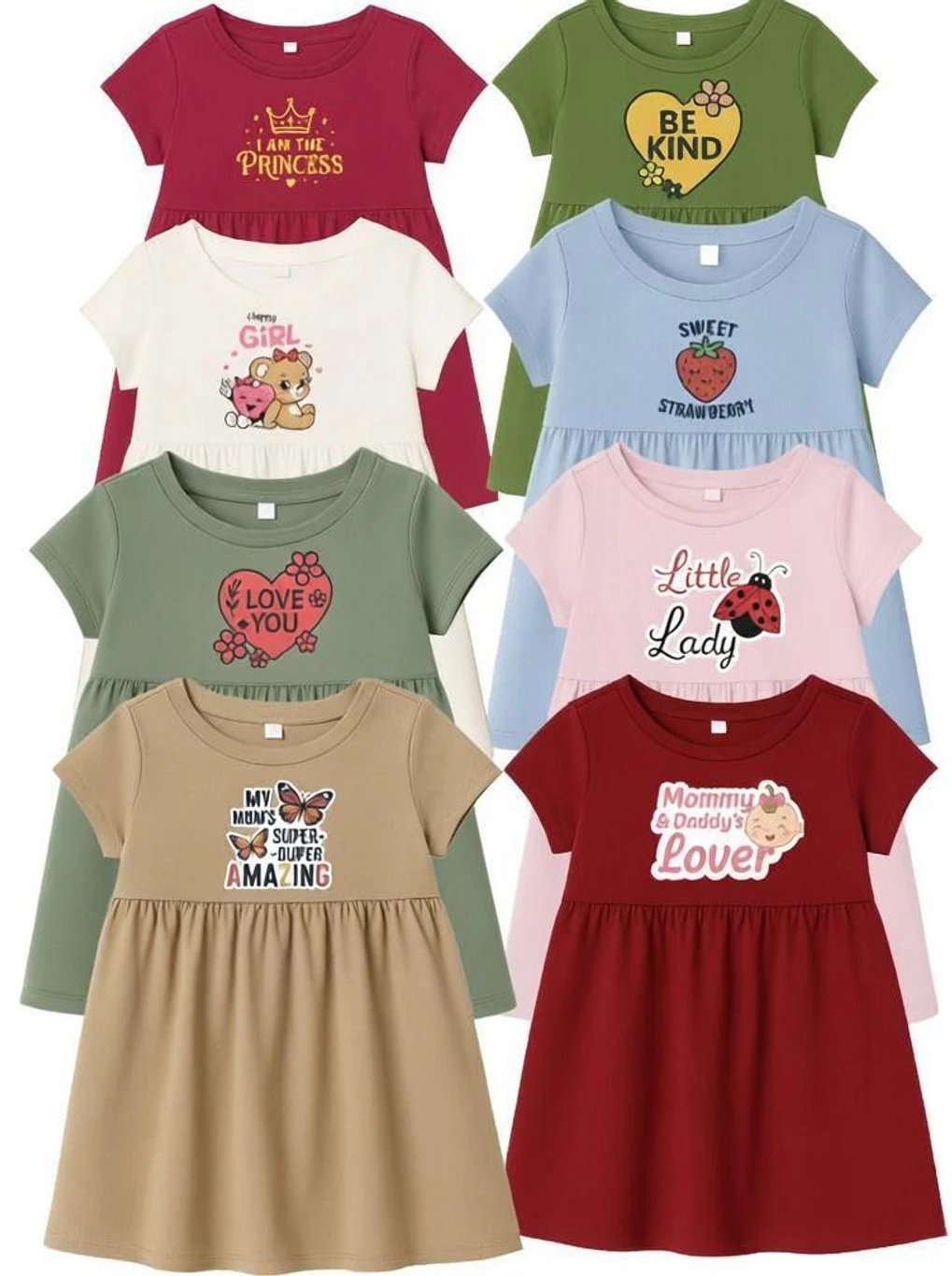 ₹285 Ajima Shoppe Girls Multicolor Above Knee Casual Dress for Everyday
