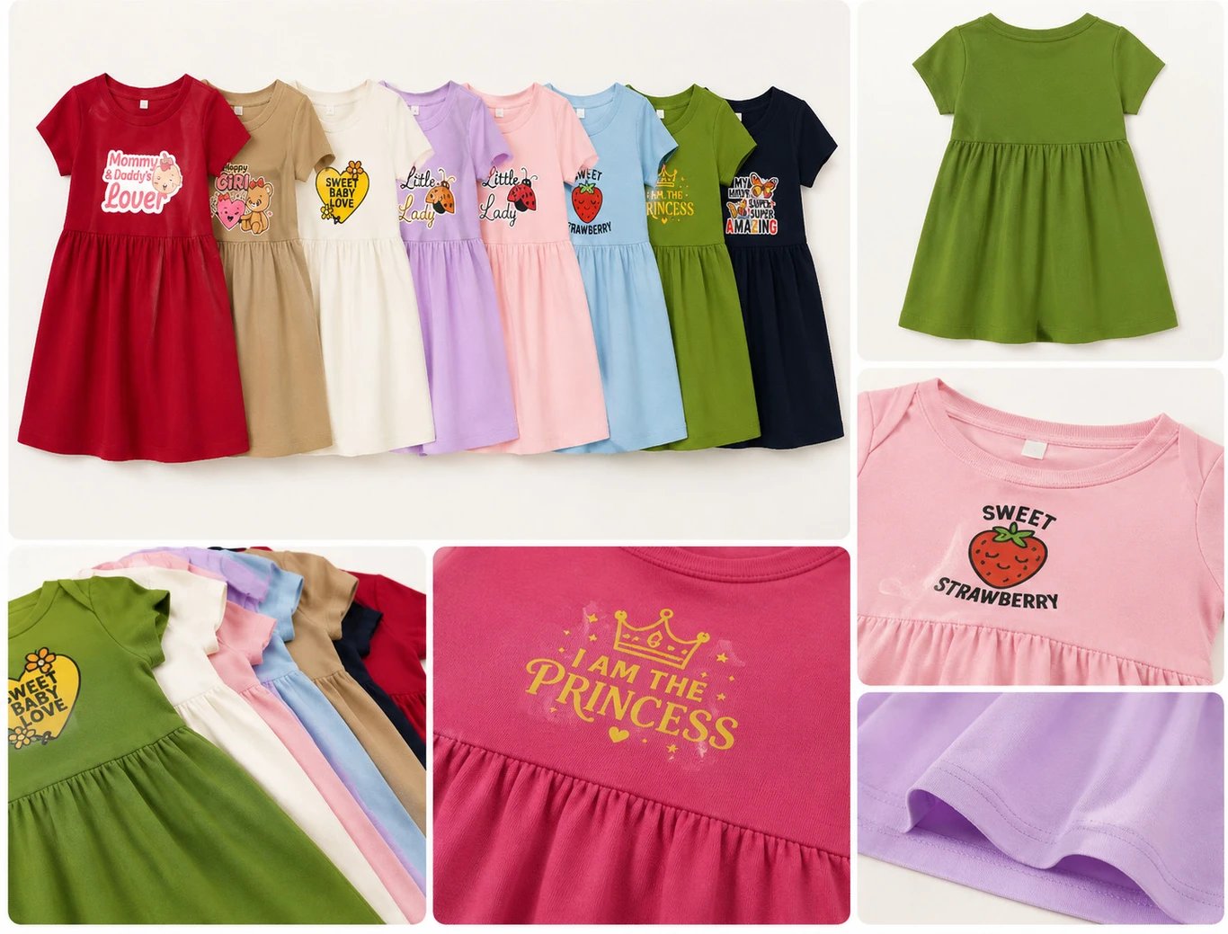 ₹285 Ajima Shoppe Girls Multicolor Above Knee Casual Dress for Everyday