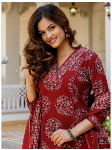 ₹1399 Anouk Pure Cotton Kurta Palazzo Dupatta Set for Women – 70% Off