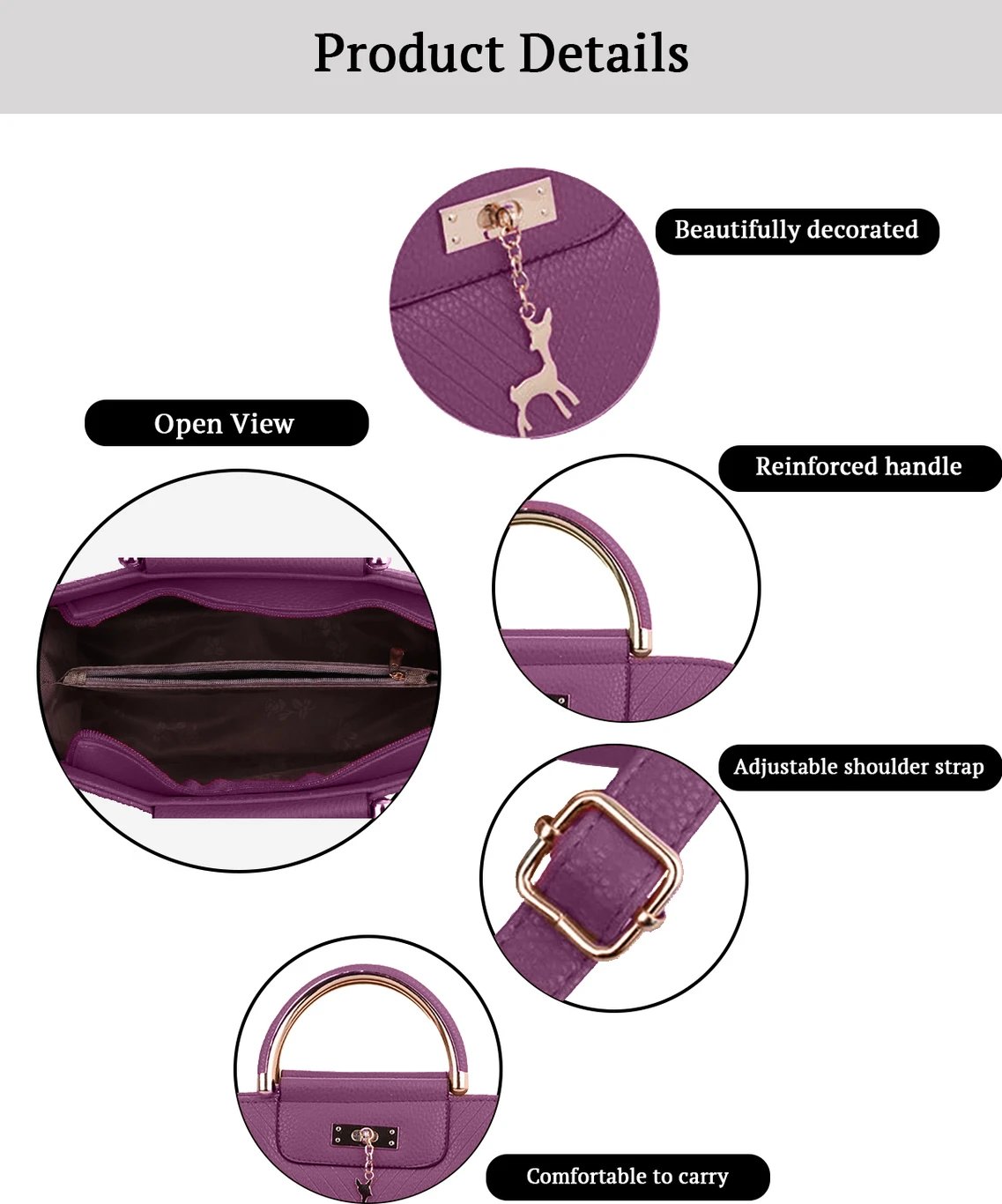 ₹869 SYGA Women Purple Handbag – Stylish Everyday Fashion Deal