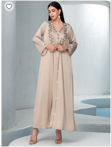 351.10 SAR Two-Piece Kaftan Dress with Hand-Sewn Diamonds – 12% Off
