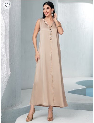 351.10 SAR Two-Piece Kaftan Dress with Hand-Sewn Diamonds – 12% Off