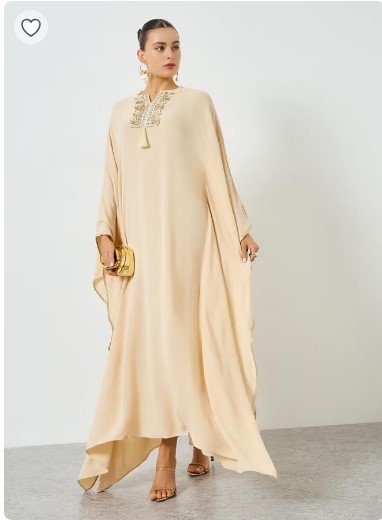 72 SAR Beige Embroidered Tassel Kaftan – 48% Off