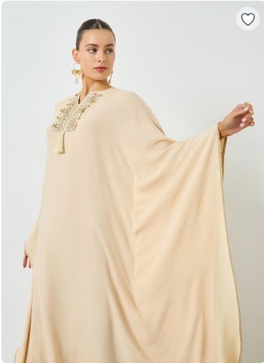 72 SAR Beige Embroidered Tassel Kaftan – 48% Off