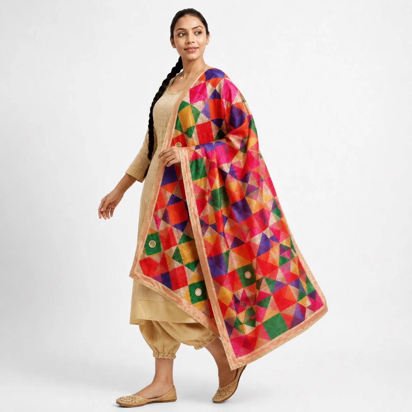 ₹662 Dussehra Festive Multicolor Embroidered Chiffon Dupatta for Women