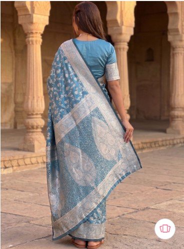 ₹998 for Dussehra Festive Banarasi Saree with Zari Ethnic Motifs for Festive and Wedding Wear