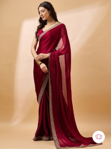 ₹988 Embroidered Satin Saree for Women | Elegant Festive Style