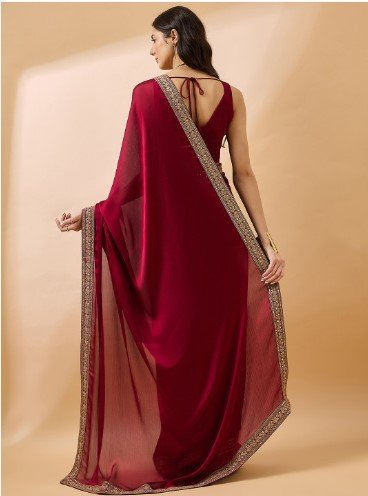 ₹988 Embroidered Satin Saree for Women | Elegant Festive Style