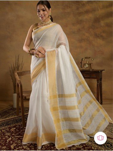 ₹1010 Kerala Kasavu Saree with Zari Border for Dussehra Festive Style