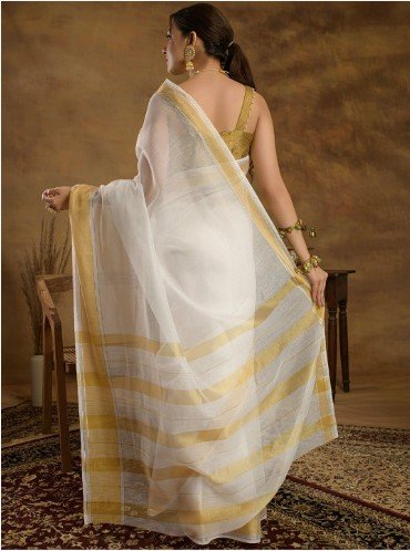 ₹1010 Kerala Kasavu Saree with Zari Border for Dussehra Festive Style