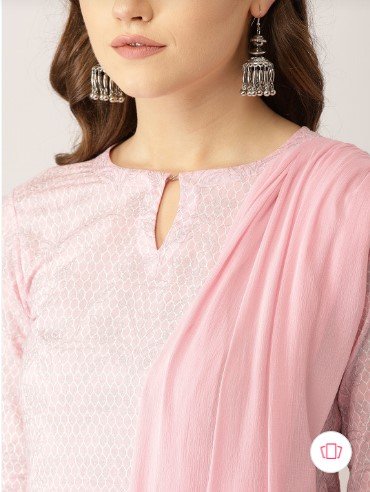 ₹998 Pink and Silver Printed Kurta Set with Palazzos and Dupatta