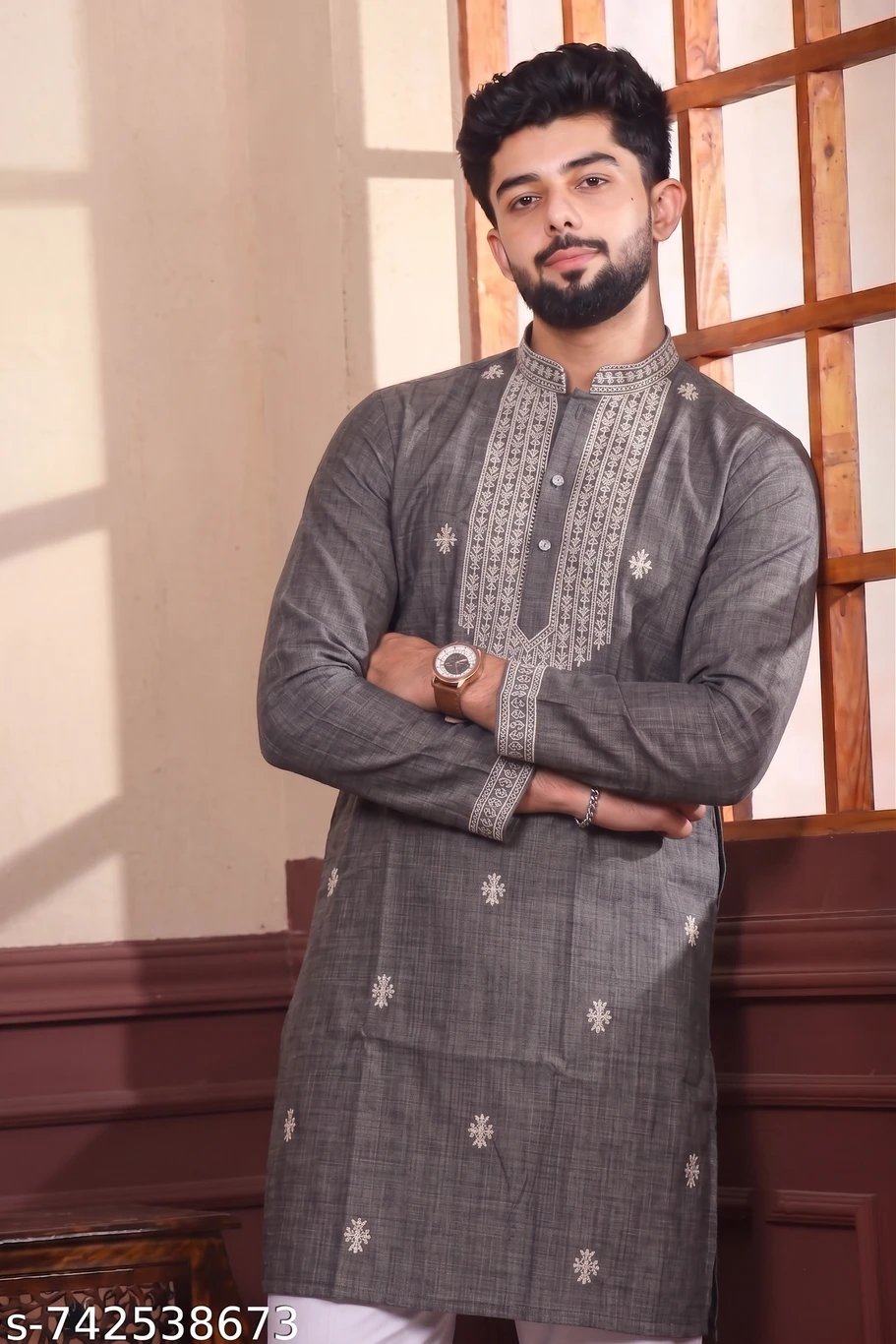 ₹803 Pure Cotton Embroidered Kurta for Men – Festive Wear Under ₹999