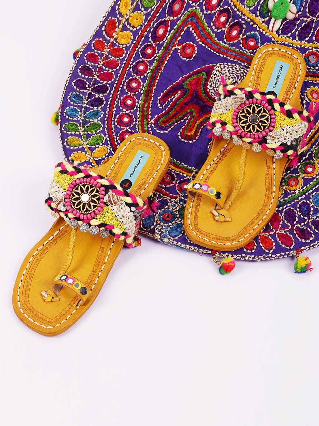 ₹1,068 Handcrafted Kolhapuri Flats for Women – Boho Ethnic Style