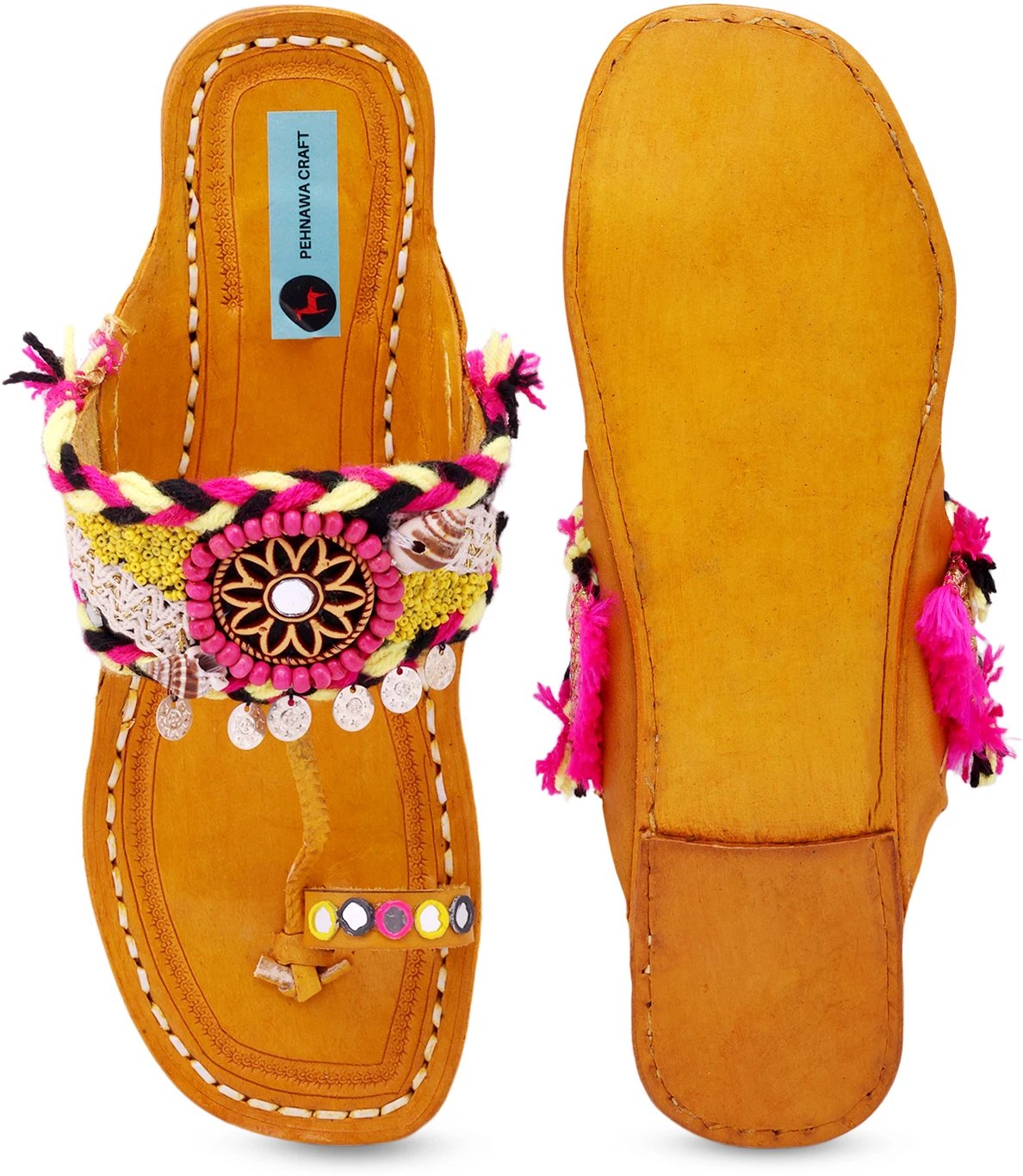 ₹1,068 Handcrafted Kolhapuri Flats for Women – Boho Ethnic Style