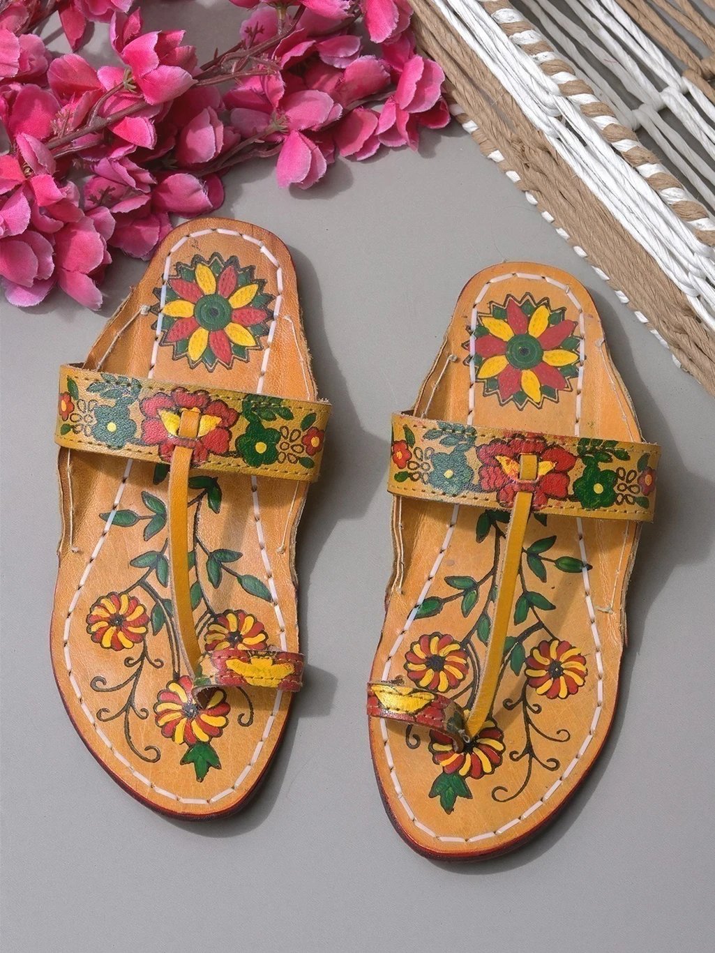 ₹522 Yellow Kolhapuri Sandals for Women – Casual Ethnic Footwear