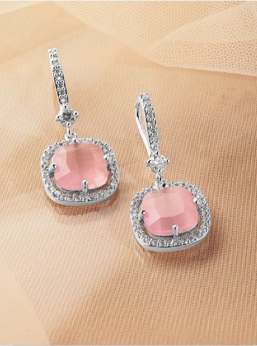 ₹389 Pastel Pink Drop Earrings with Cubic Zirconia for Women