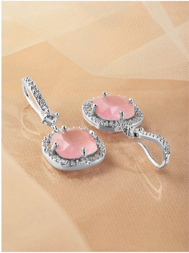 ₹389 Pastel Pink Drop Earrings with Cubic Zirconia for Women