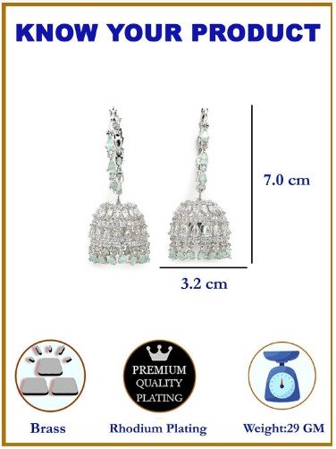 ₹714 ZENEME American Diamond Jhumka Earrings for Women in India