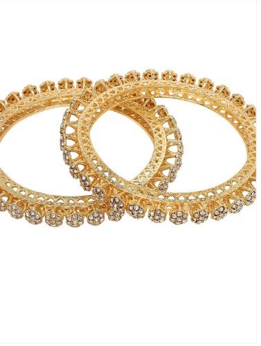 ₹374 KARATCART Gold-Plated AD-Studded Bangles Set of 2 for Women