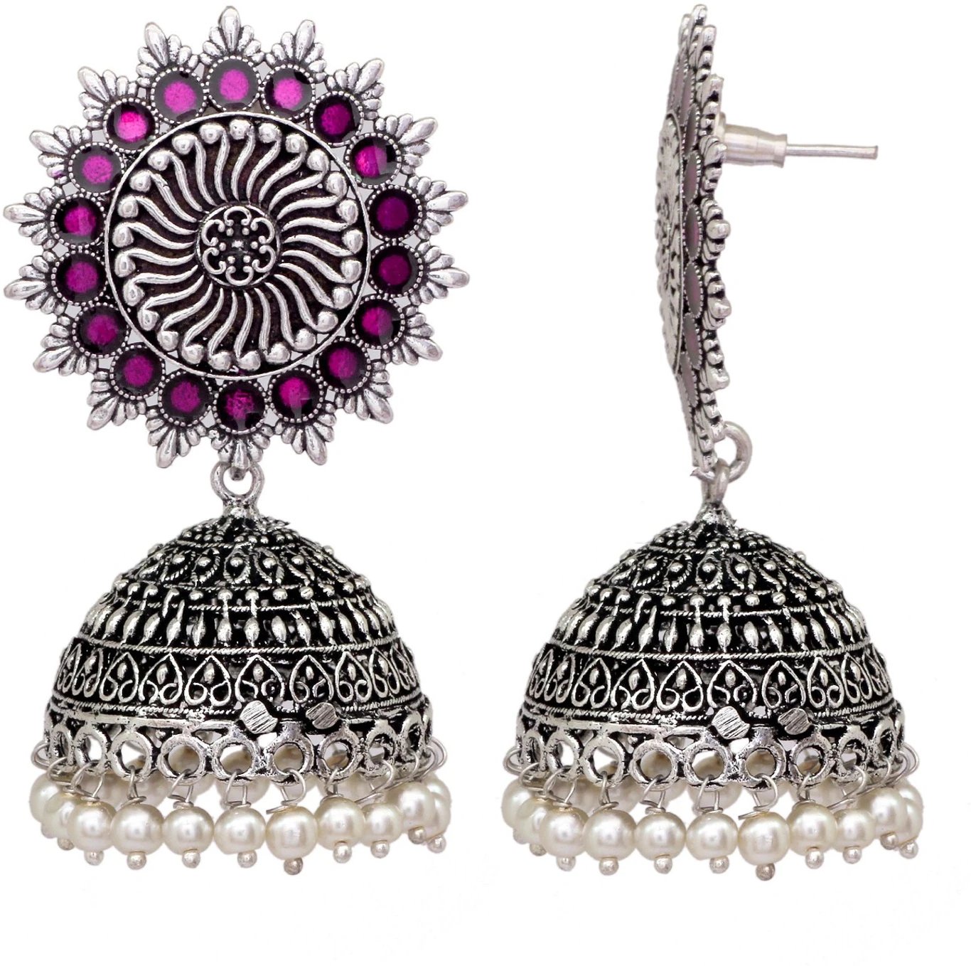 ₹154 V L IMPEX Sun Shape Meena Work Oxidised Jhumki Earrings for Women