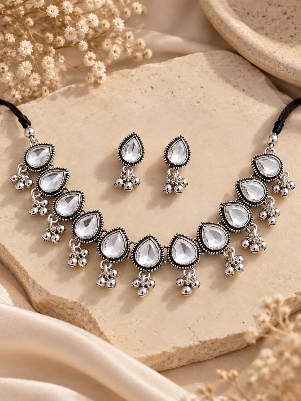 ₹233 ShelyStudio Brass Silver Jewel Set Pack of 2 for Women