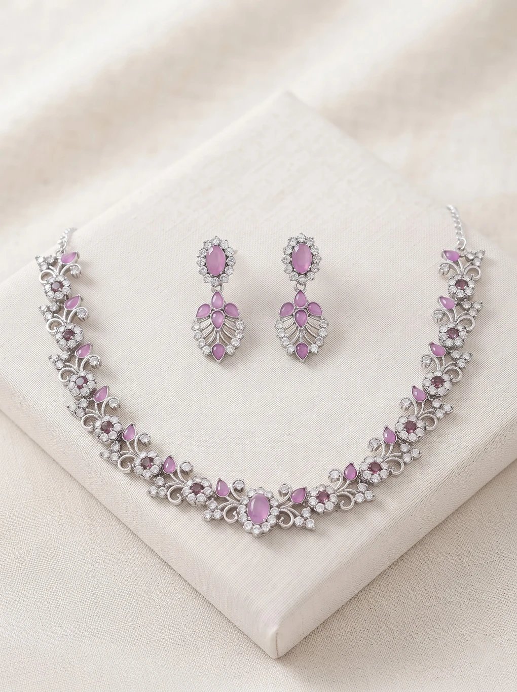 ₹192 Brado Jewellery Brass Silver Purple Jewel Set for Women