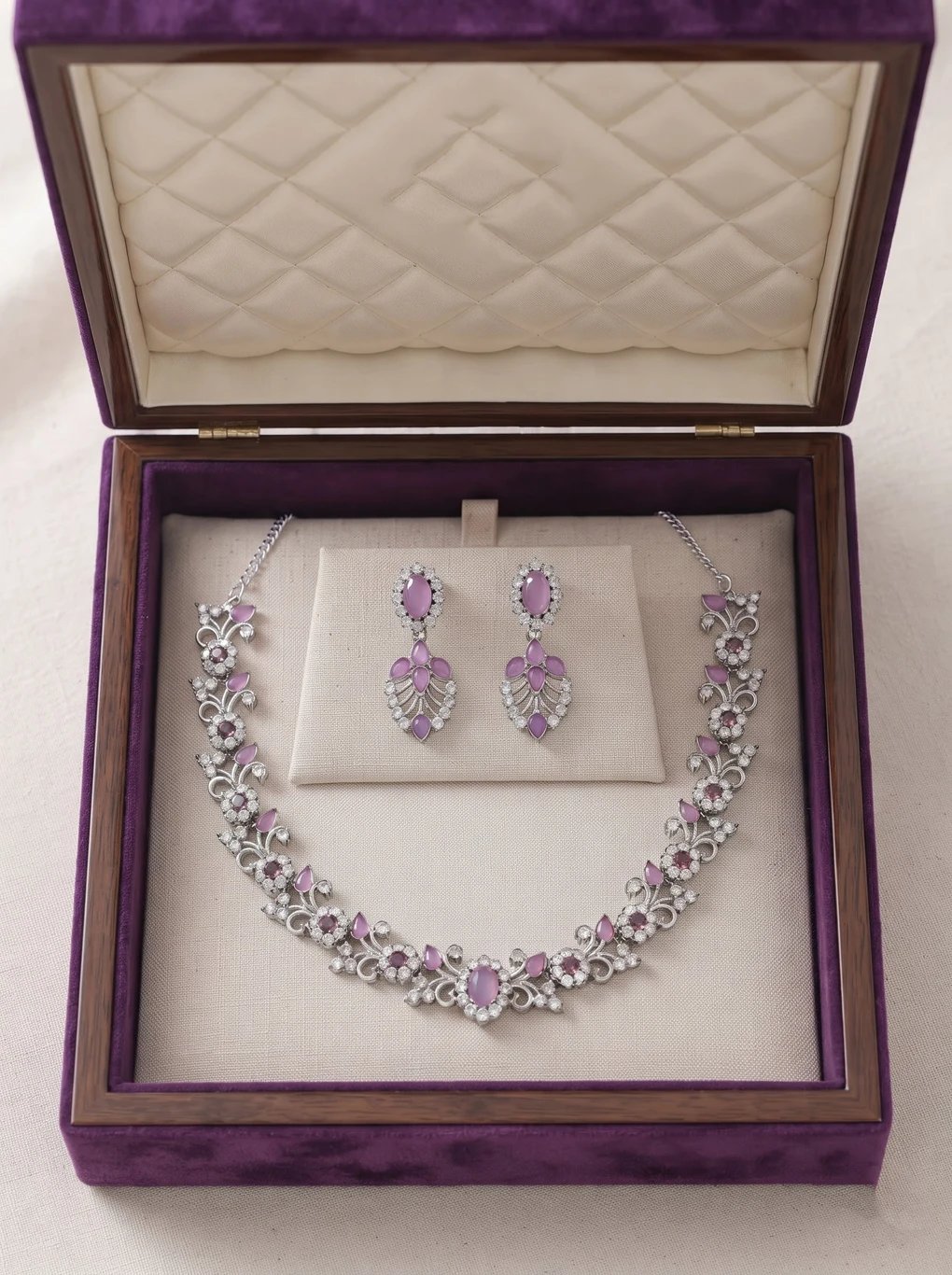 ₹192 Brado Jewellery Brass Silver Purple Jewel Set for Women