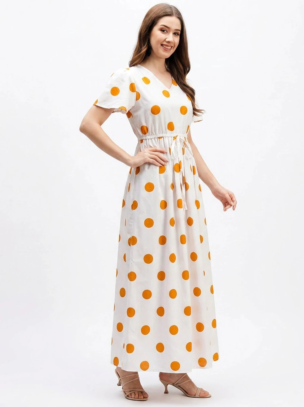Emeros Yellow and White Maxi Dress for Women at ₹307 on Flipkart