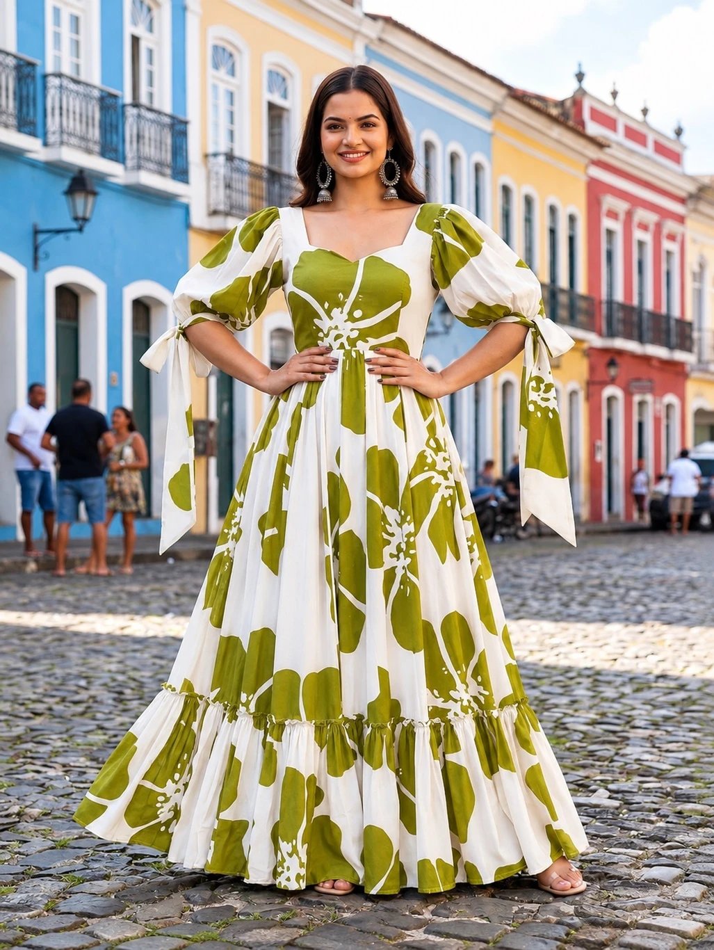 Krunal Raiyani Light Green Maxi Dress for Women at ₹400