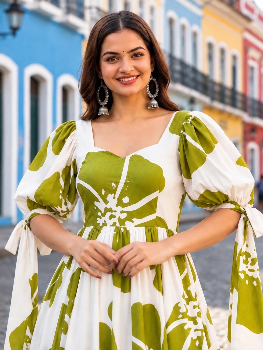 Krunal Raiyani Light Green Maxi Dress for Women at ₹400
