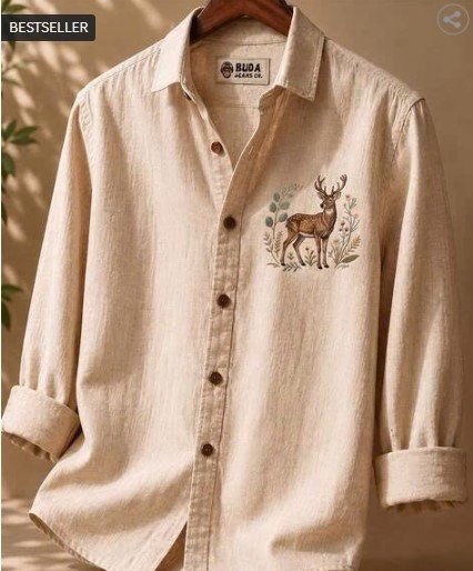 BUDA JEANS CO Men &  Embroidered Regular Fit Shirt at ₹414