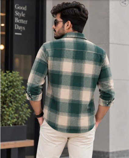BUDA JEANS CO Men &  Green Checked Cotton Shirt at ₹550