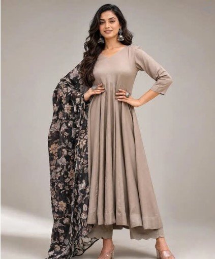₹621 NYRIKA Grey Fit and Flare Gown Dress for Women