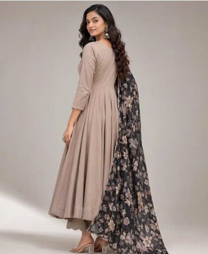 ₹621 NYRIKA Grey Fit and Flare Gown Dress for Women