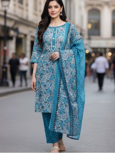 ₹420 Jankhana Pure Cotton Printed Kurta Set with Dupatta for Women Online