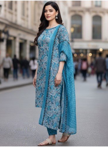 ₹420 Jankhana Pure Cotton Printed Kurta Set with Dupatta for Women Online