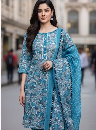 ₹420 Jankhana Pure Cotton Printed Kurta Set with Dupatta for Women Online