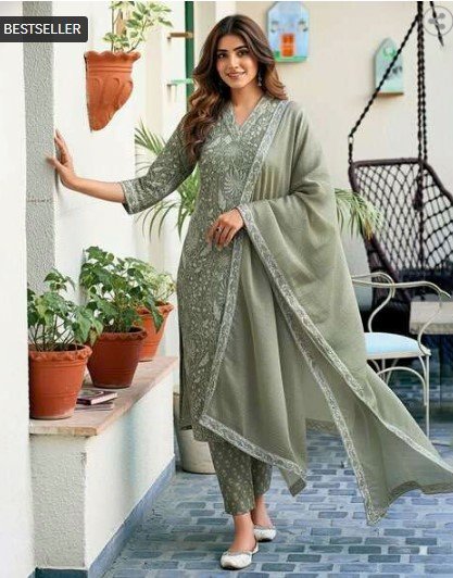 ₹495 Aradhna Floral Print Straight Kurta Set with Dupatta for Women