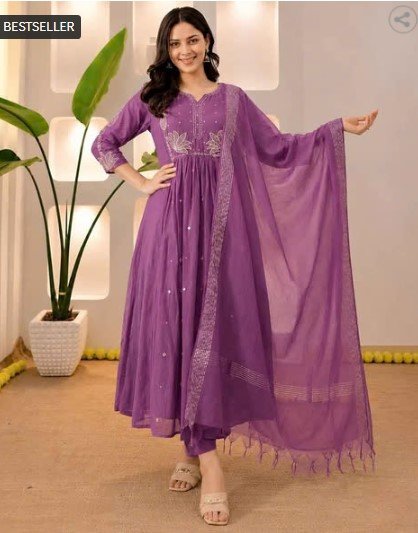 ₹750 TEXSTILE Embroidered A-Line Kurta Suit Set for Women