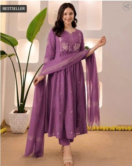 ₹750 TEXSTILE Embroidered A-Line Kurta Suit Set for Women