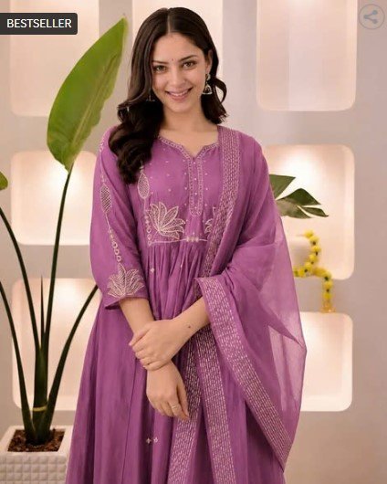₹750 TEXSTILE Embroidered A-Line Kurta Suit Set for Women