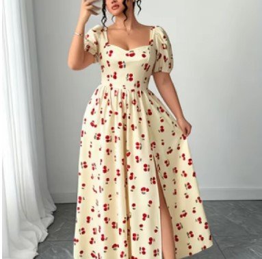 $15.45 Cherry Print Midi Dress for Cute and Easy Summer Outfits   Copy SEO title