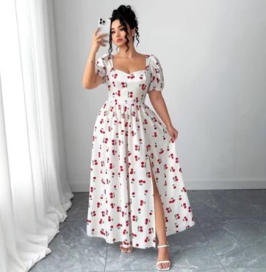 $15.45 Cherry Print Midi Dress for Cute and Easy Summer Outfits   Copy SEO title