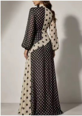 $15.69 Polka Dot Patchwork Maxi Dress for Elegant Party Outfits