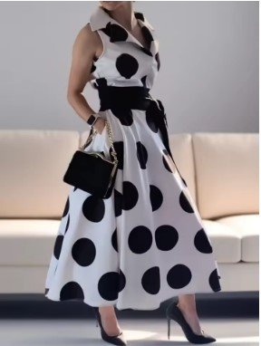 $32.89 Vintage Polka Dot Party Maxi Dress for Summer Evening Looks
