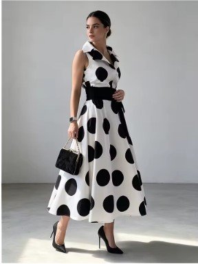 $32.89 Vintage Polka Dot Party Maxi Dress for Summer Evening Looks